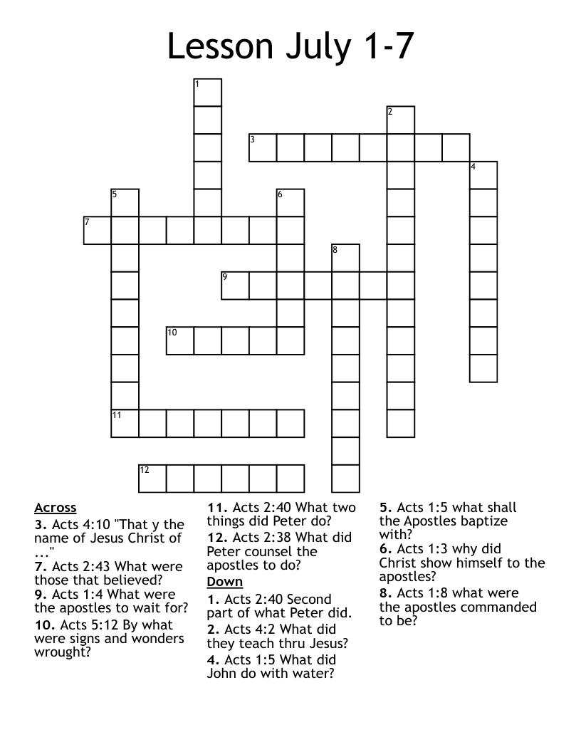 Lesson July 1-7 Crossword