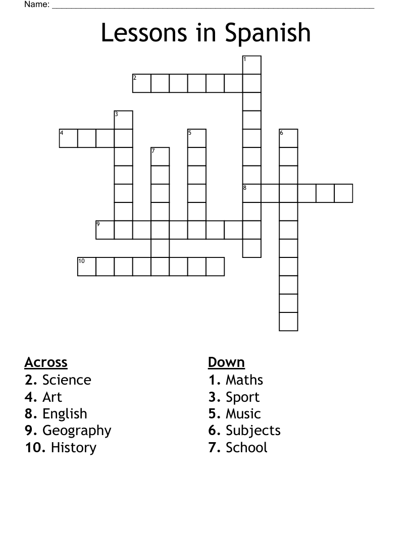 Lessons in Spanish Crossword
