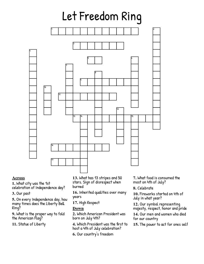 Let Freedom Ring Crossword