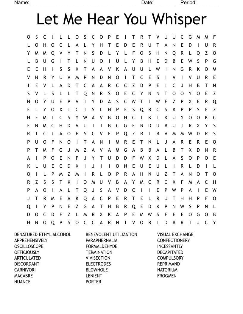 Let Me Hear You Whisper Word Search