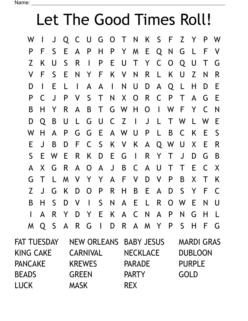 Let The Good Times Roll! Word Search