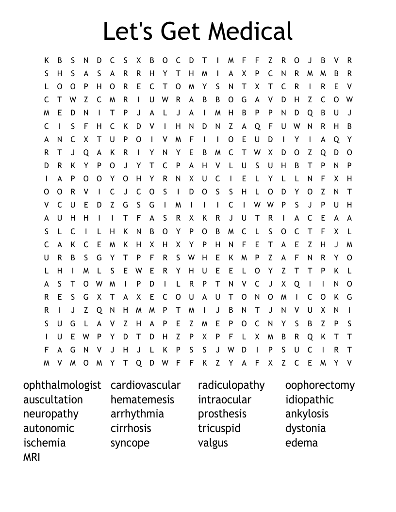 Let's Get Medical Word Search