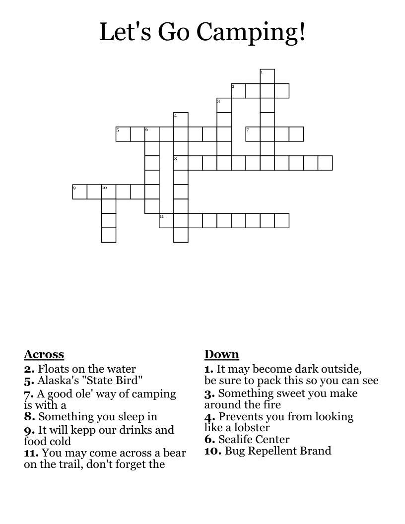 Let's Go Camping! Crossword