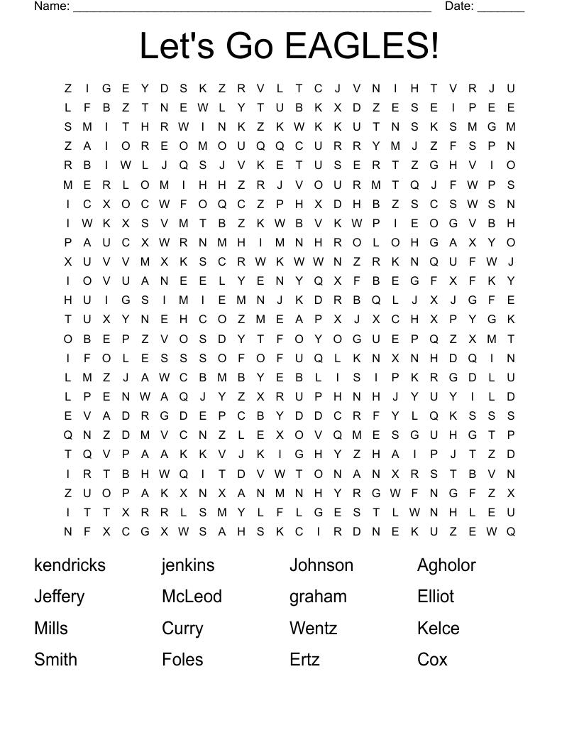 Let's Go EAGLES! Word Search