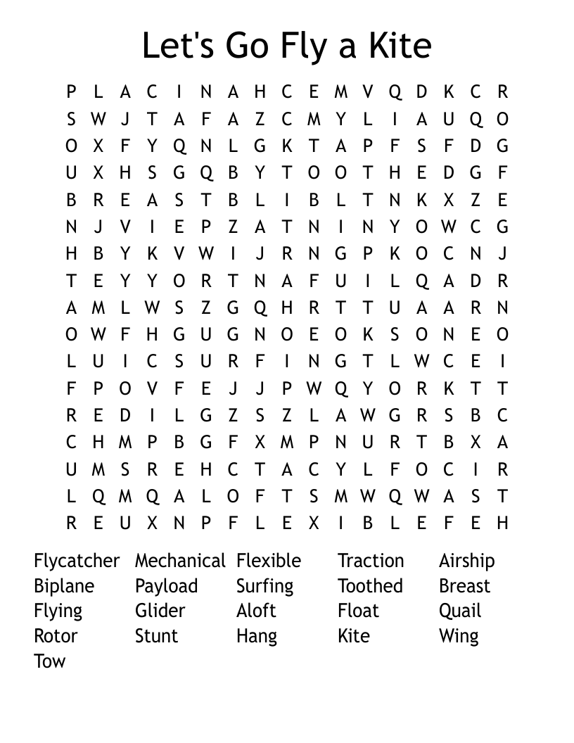 Let's Go Fly a Kite Word Search