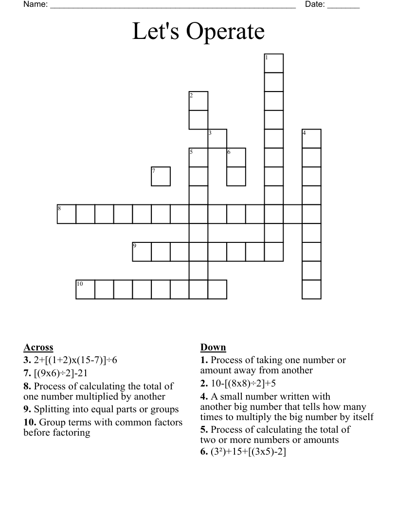 Let's Operate  Crossword
