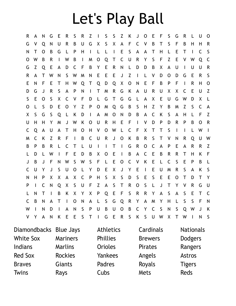 Let's Play Ball Word Search