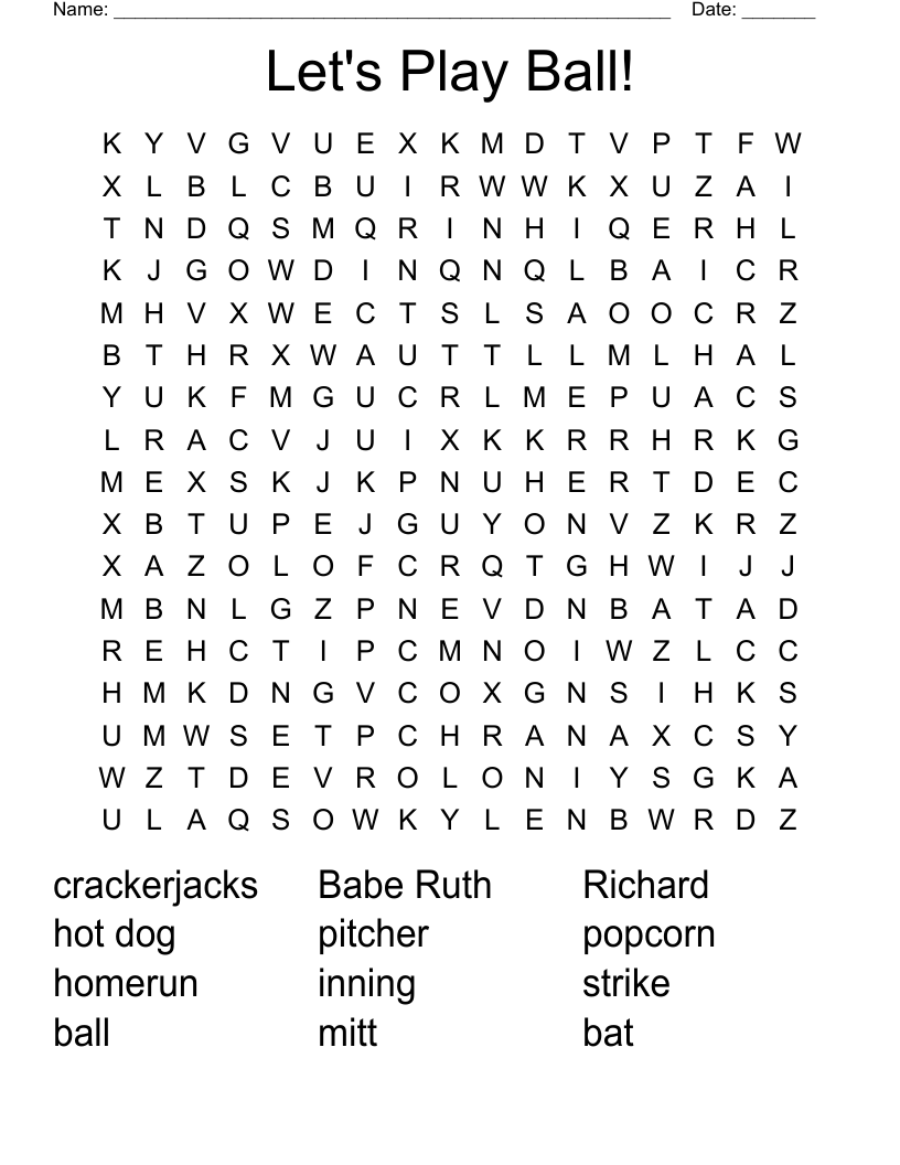Let's Play Ball! Word Search