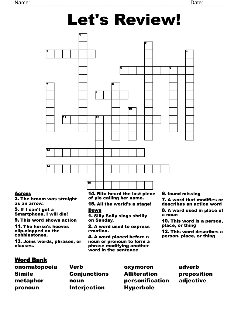 Let's Review! Crossword