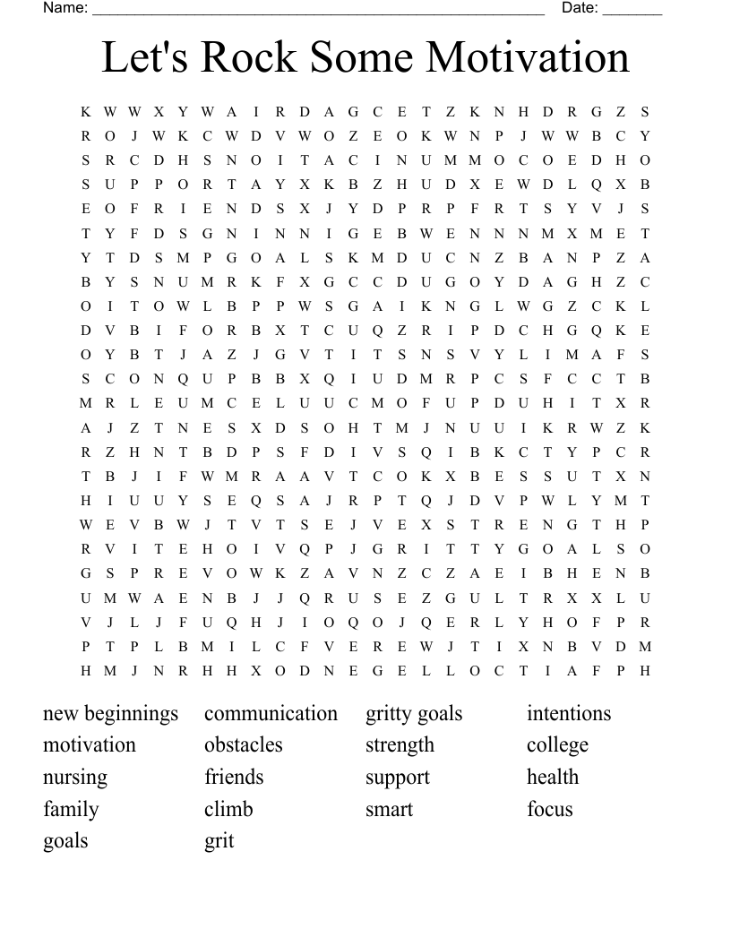 Let's Rock Some Motivation Word Search