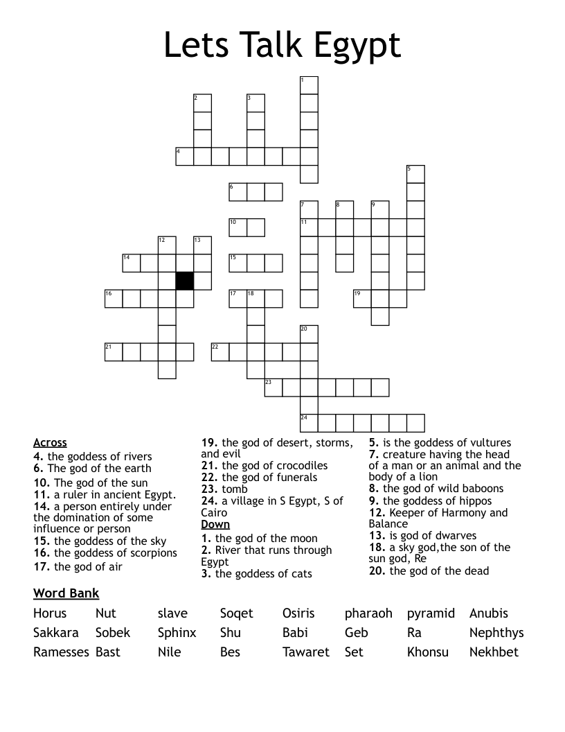 Lets Talk Egypt Crossword