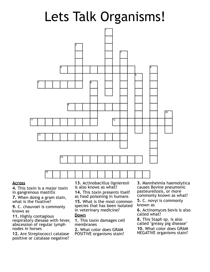 Lets Talk Organisms! Crossword