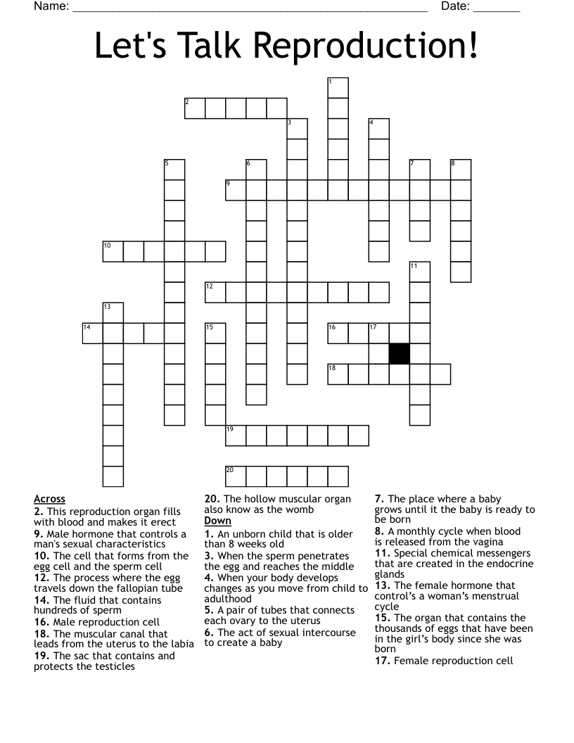Let's Talk Reproduction! Crossword