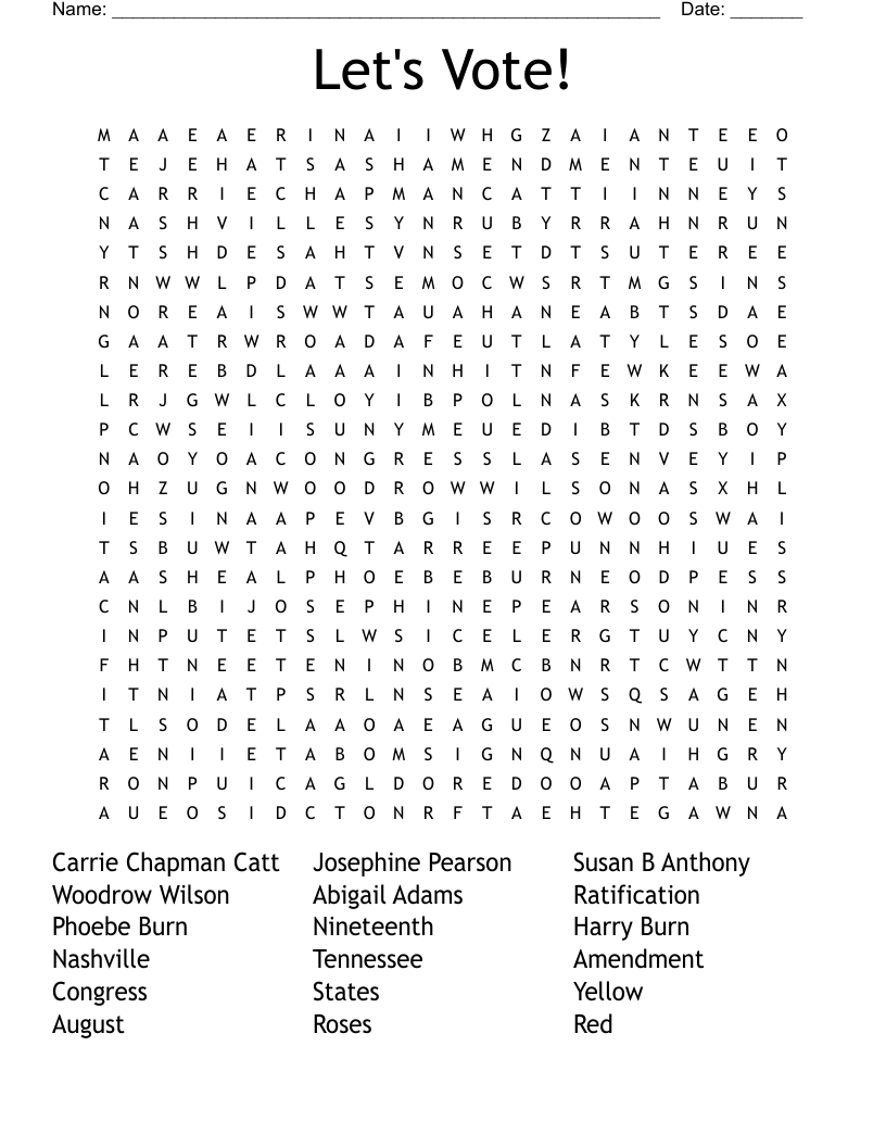Let's Vote! Word Search