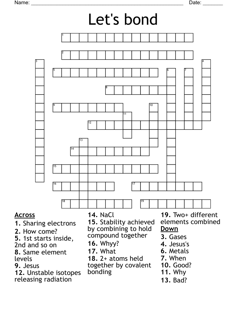Let's bond Crossword