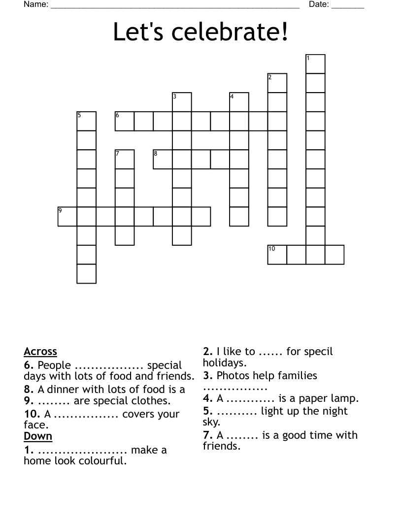 Let's celebrate! Crossword