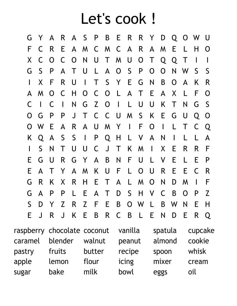 Let's cook ! Word Search