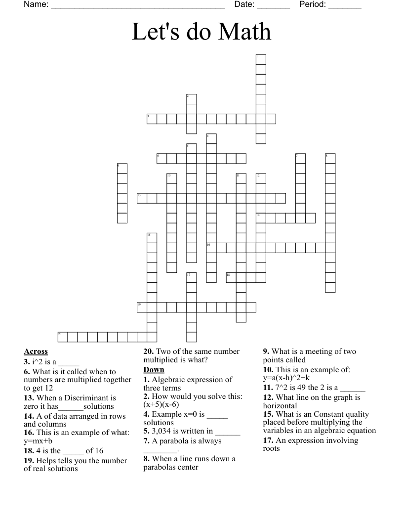Let's do Math  Crossword