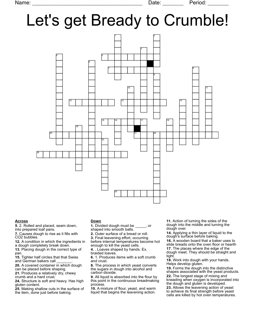Let's get Bready to Crumble! Crossword