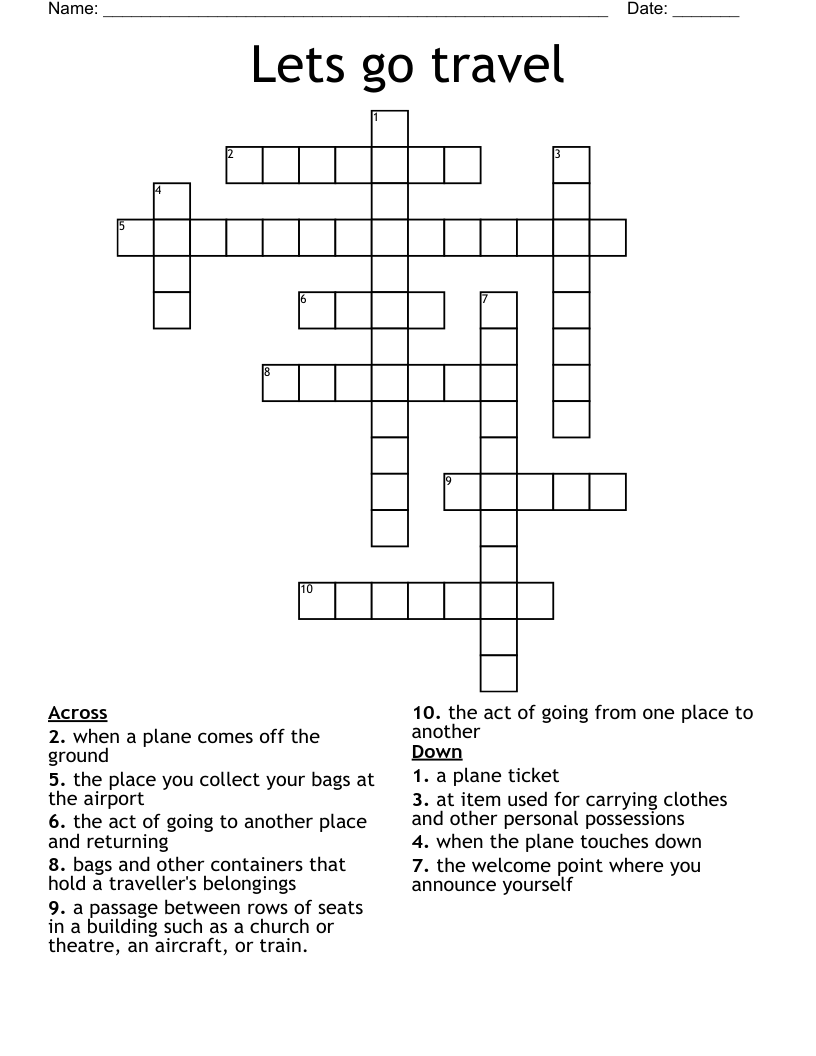 Lets go travel  Crossword