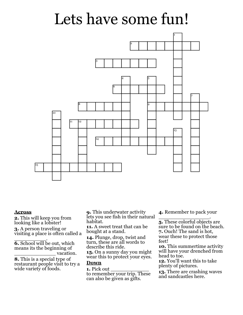 Lets have some fun! Crossword