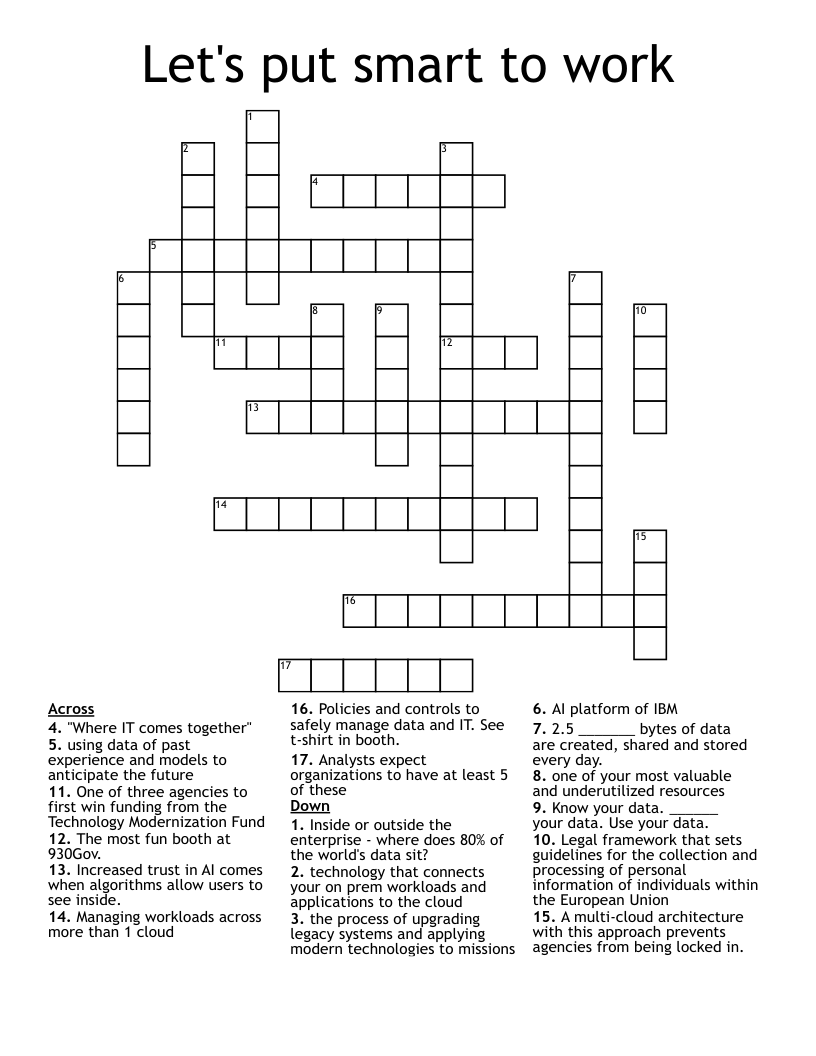Let's put smart to work Crossword