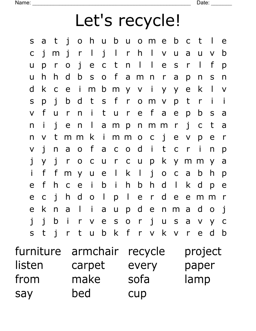 Let's recycle! Word Search