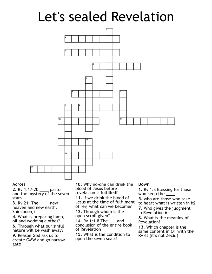 Let's sealed Revelation  Crossword
