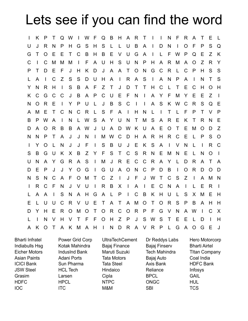 Lets see if you can find the word Word Search