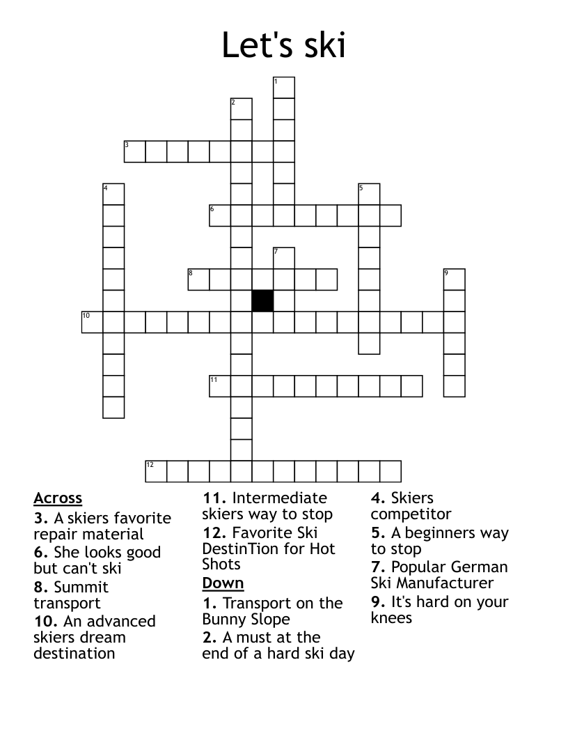 Let's ski Crossword