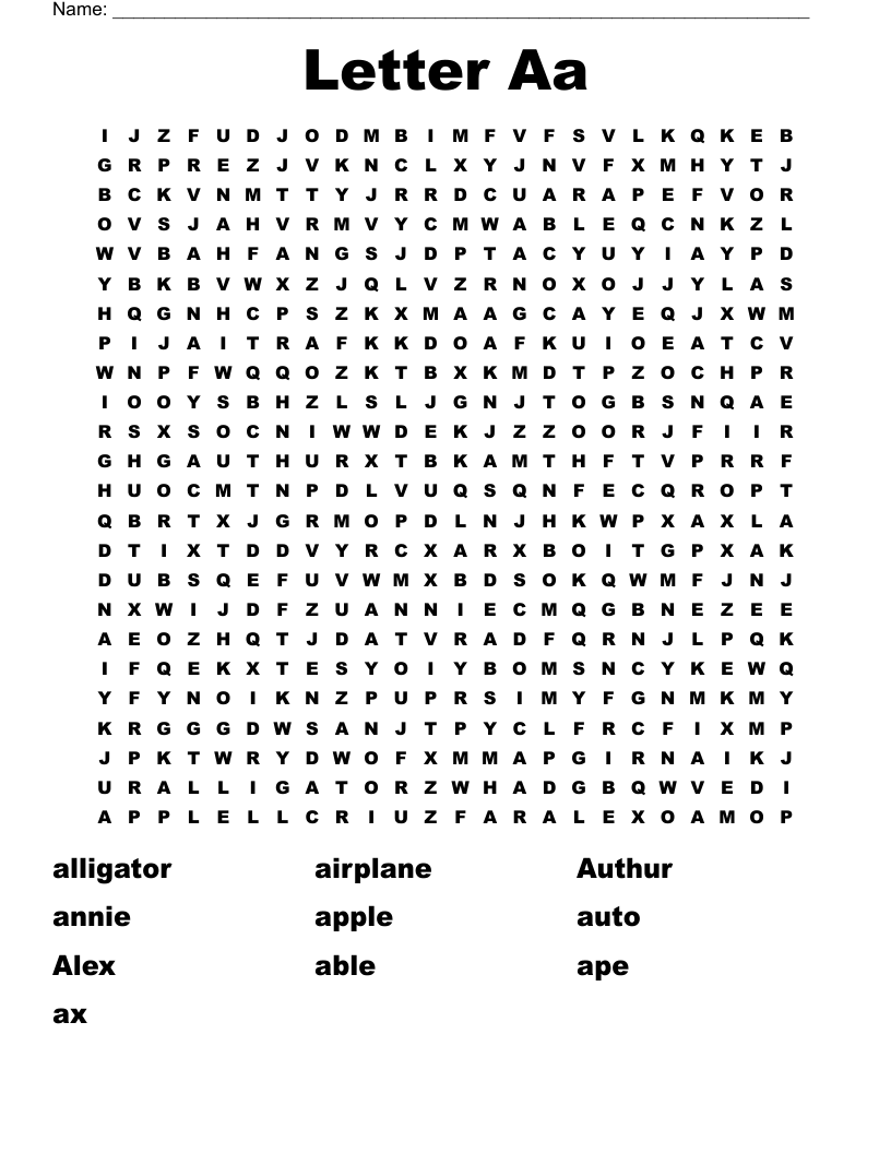 Letter Aa  Word Search