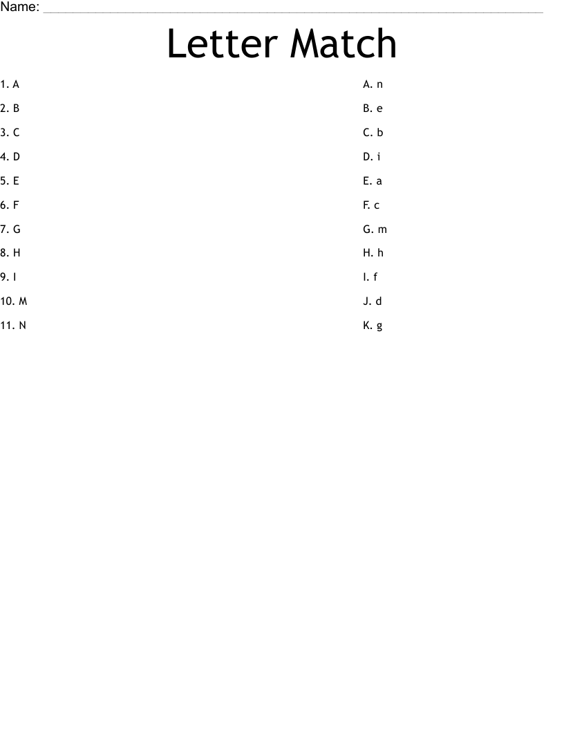 Letter Match Worksheet