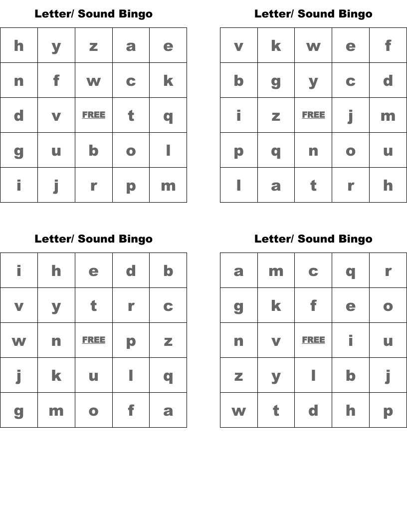 Letter/ Sound Bingo