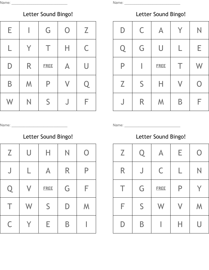Letter Sound Bingo!