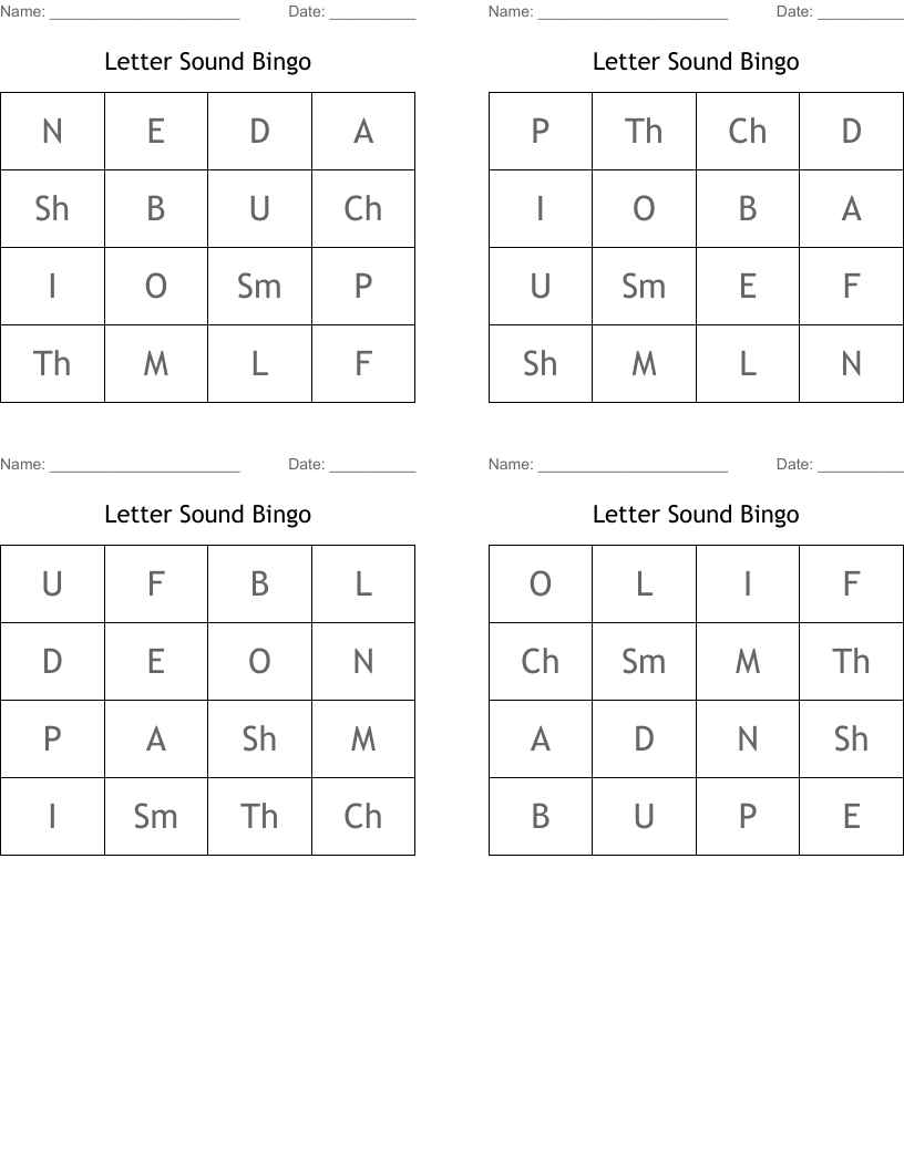 Letter Sound Bingo 