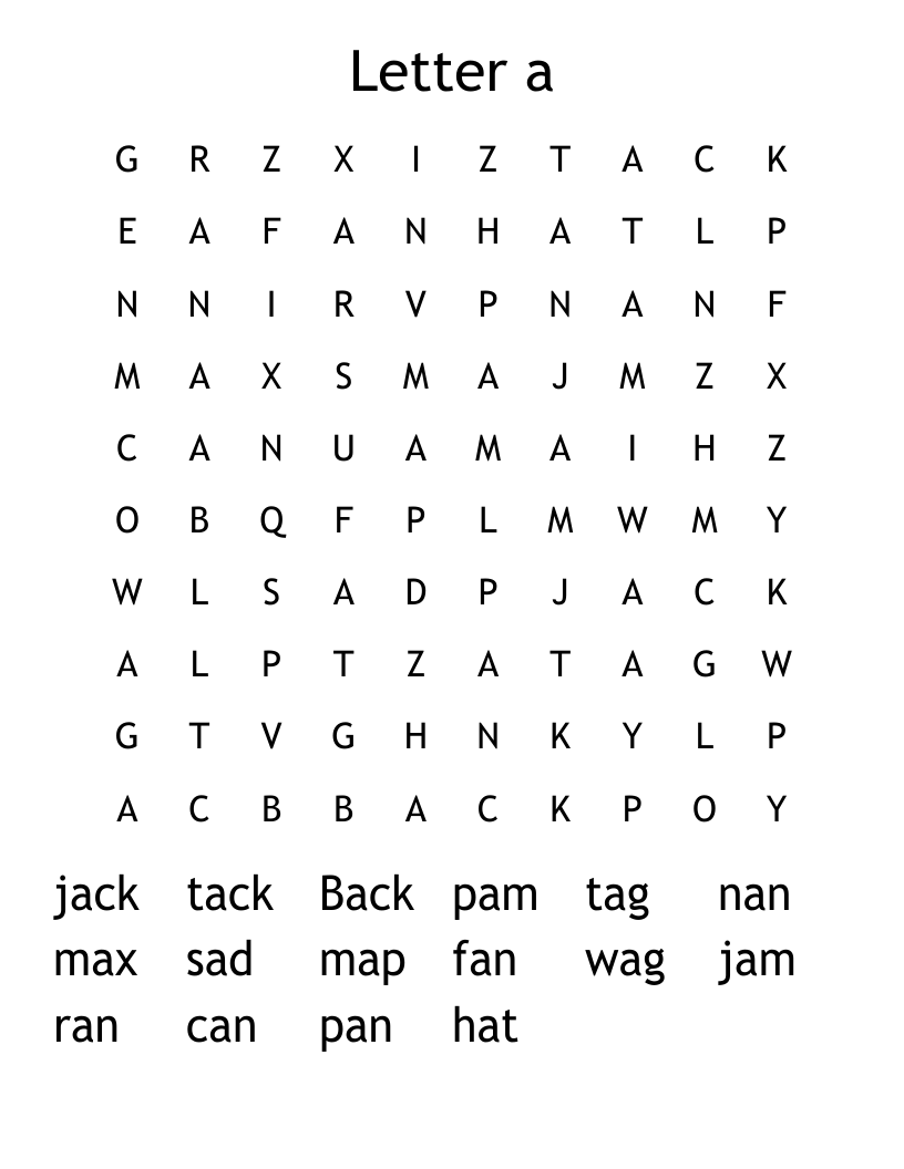 Letter a Word Search