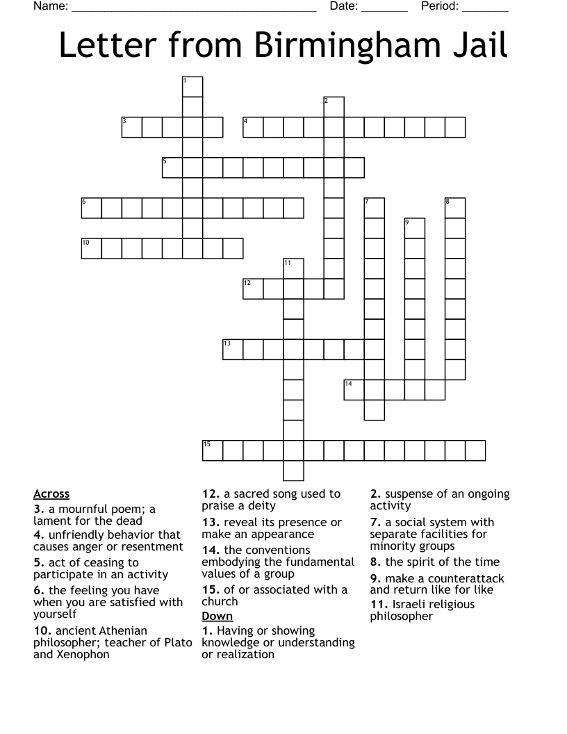 Letter from Birmingham Jail Crossword