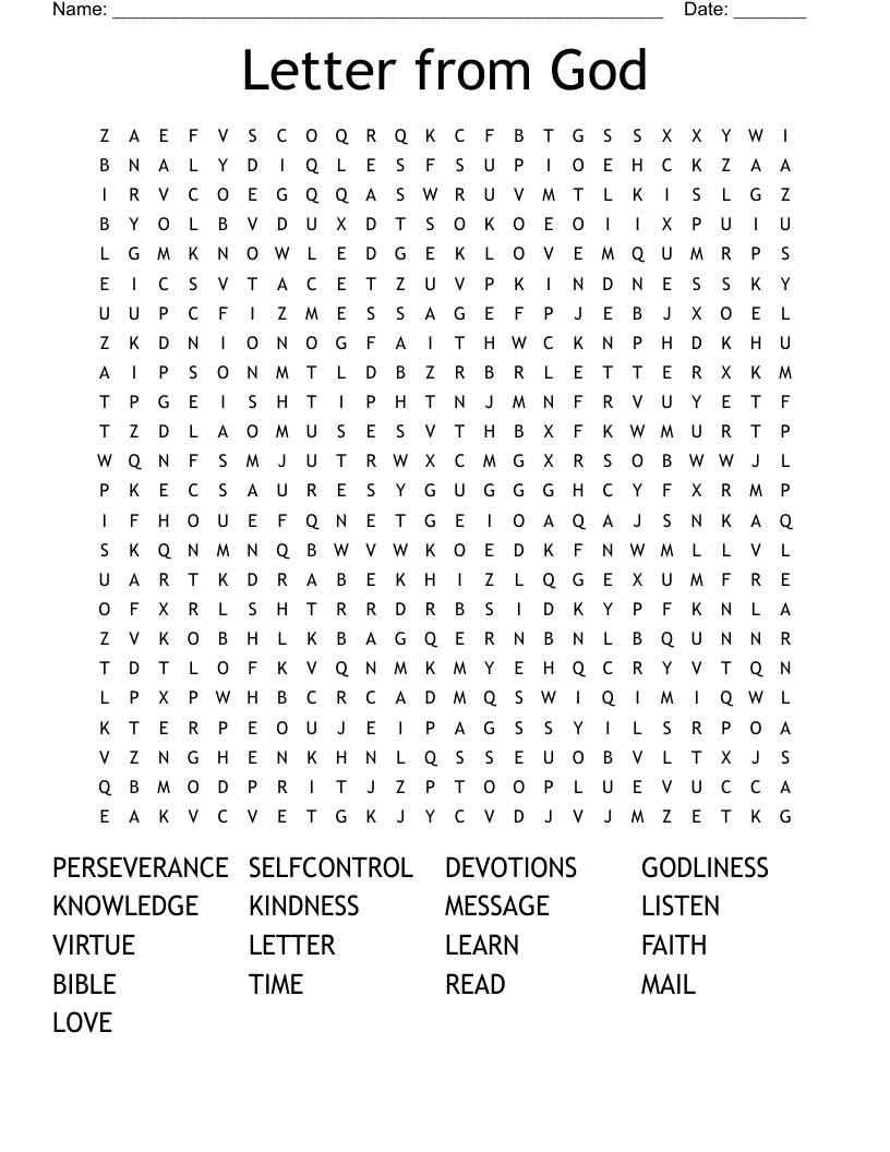 Letter from God Word Search