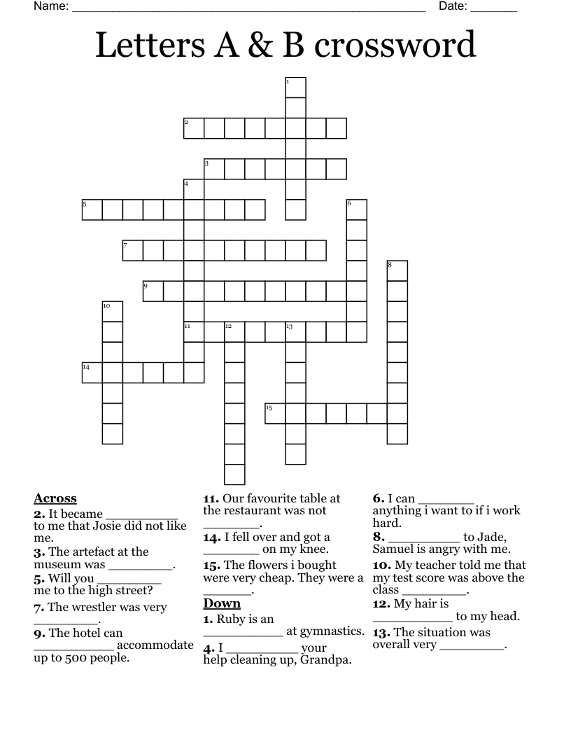 Letters A & B crossword