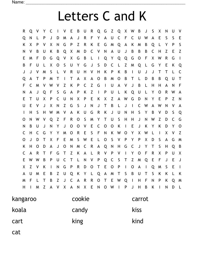 Letters C and K Word Search