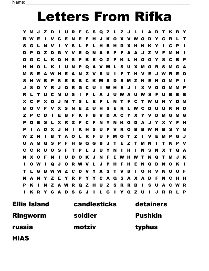 Letters From Rifka Word Search