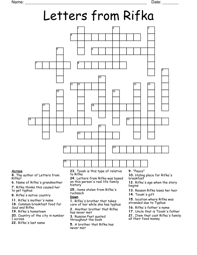 Letters from Rifka Crossword