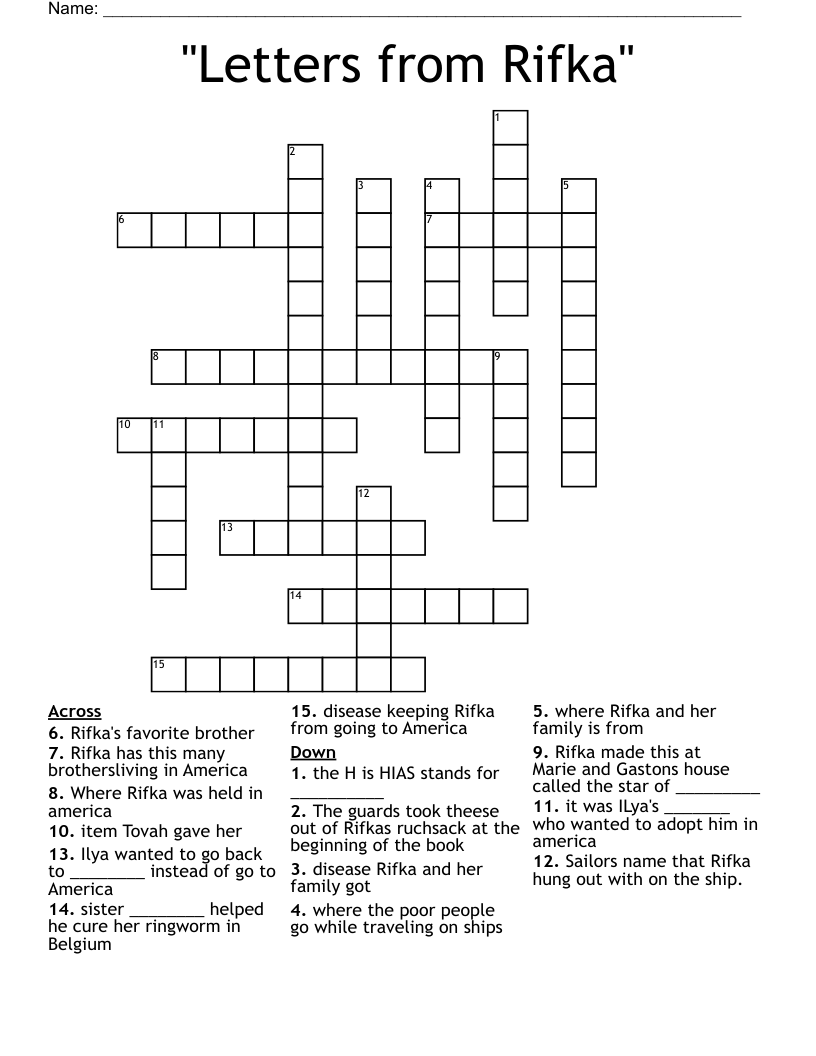 "Letters from Rifka" Crossword