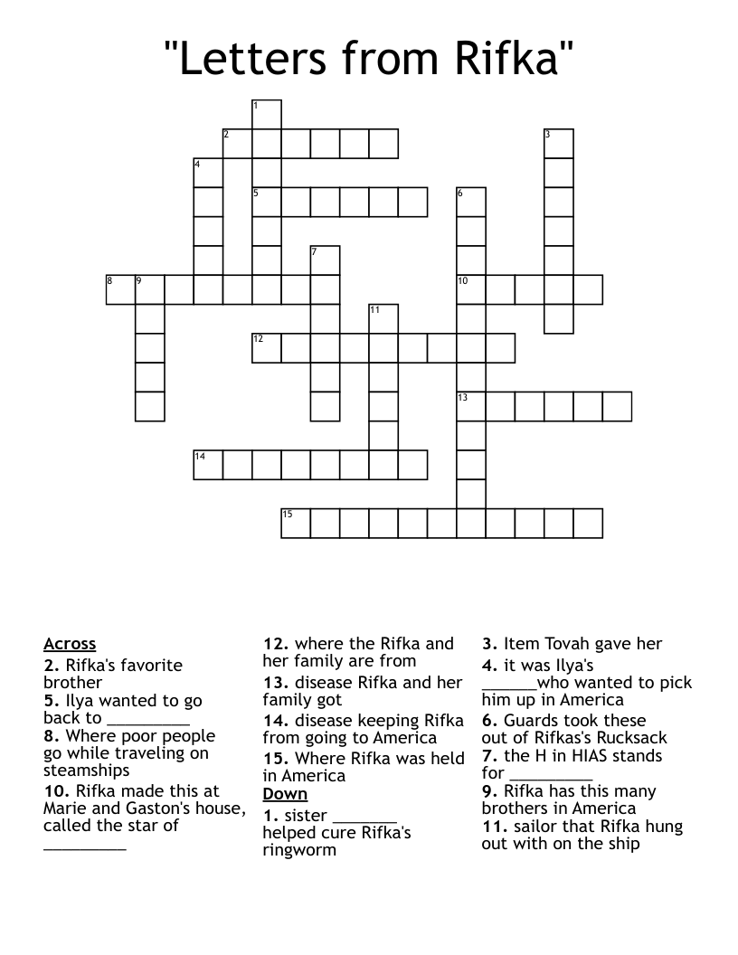 "Letters from Rifka" Crossword