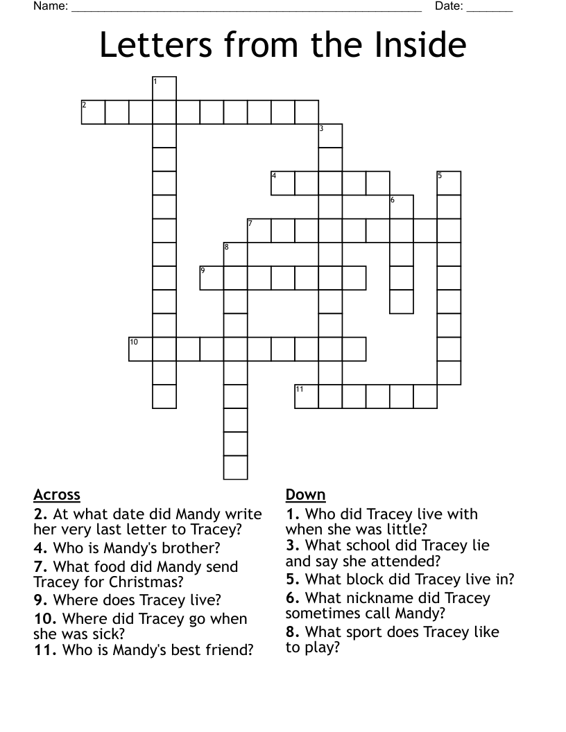 Letters from the Inside  Crossword