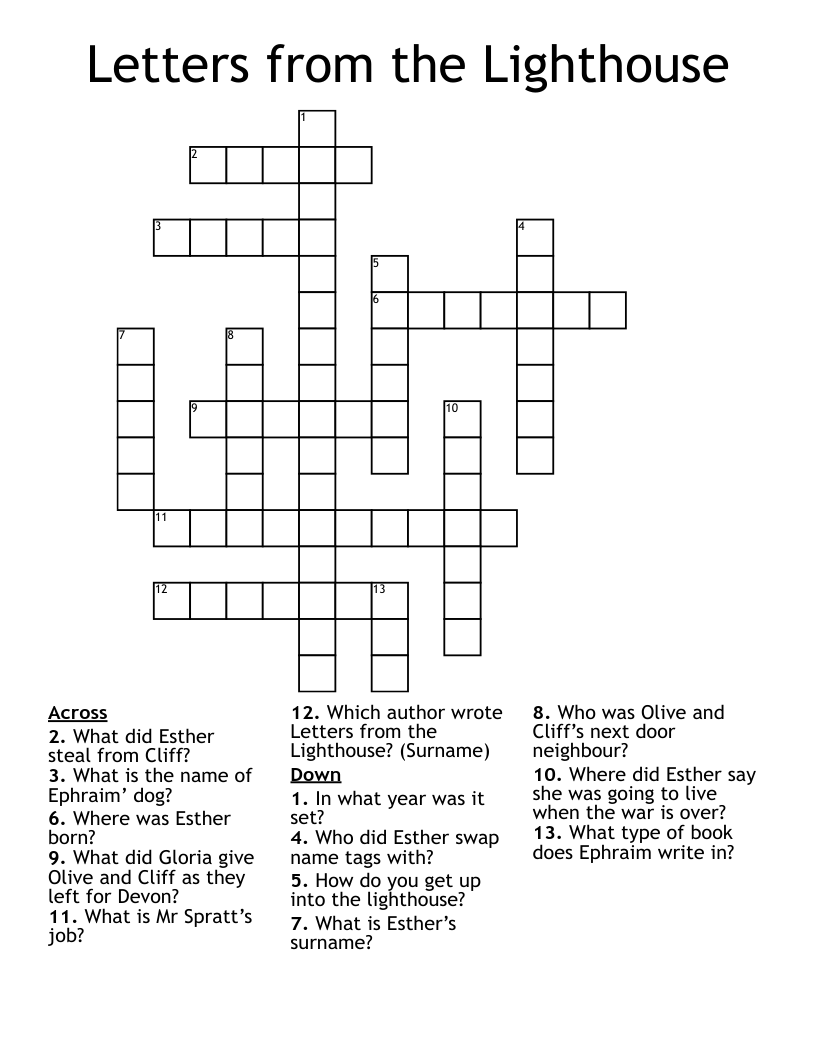 Letters from the Lighthouse Crossword