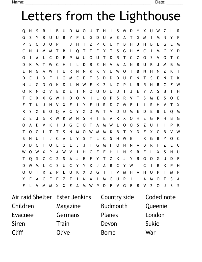 Letters from the Lighthouse Word Search