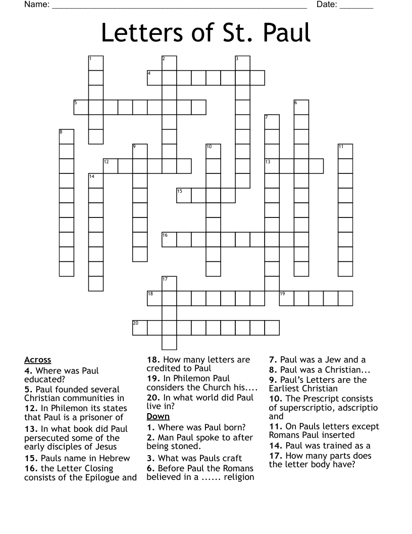 Letters of St. Paul  Crossword