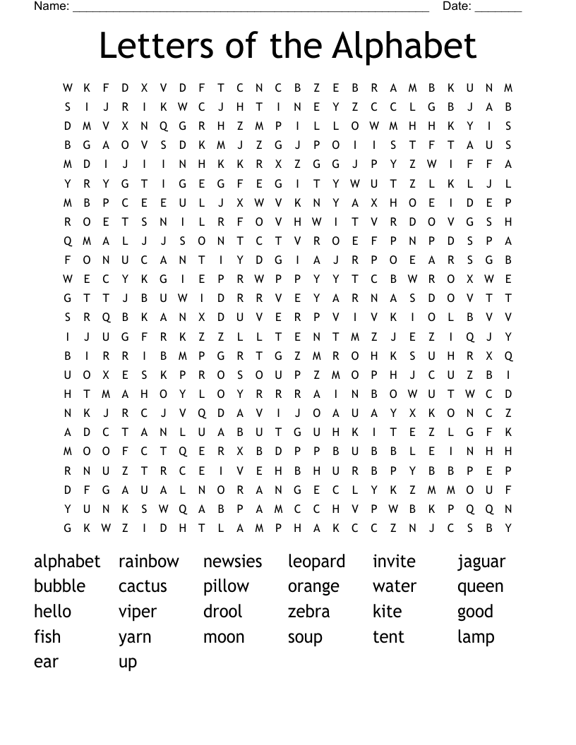 Letters of the Alphabet Word Search