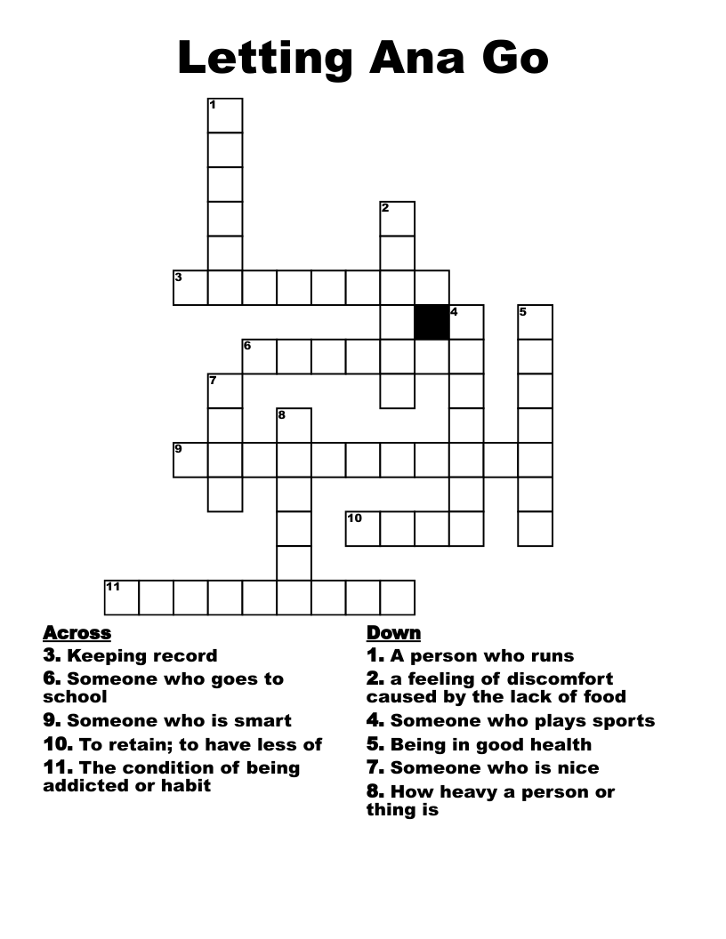 Letting Ana Go Crossword